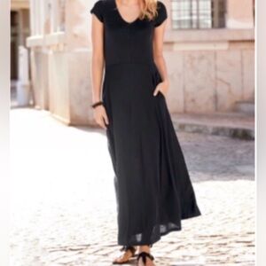 Peruvian Connection Sleek Cotton Jersey Black Maxi Dress